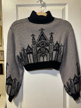 goth cathedral cropped knit sweater XS
